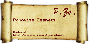 Popovits Zsanett névjegykártya